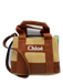 Chloe Beige & Brown Polypropylene Blend Woven Double Handle Logo Bag Beige & Brown / Mini