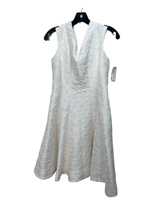 julia jordan Size 8 White Polyester Circle Print V Neck Sleeveless Dress White / 8