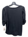 Avec Les Filles Size L Black Cotton Short Puff Sleeve V Neck Top Black / L