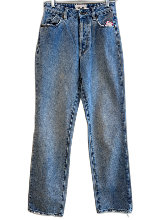 Rolla's Size 25 Blue 100% Cotton Denim Medium Wash Button Fly Straight Leg Jeans Blue / 25