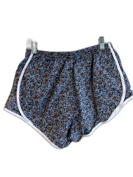 Ann Mashburn Size M Blue 100% Cotton Floral Elastic Waist Ringer Shorts Blue / M