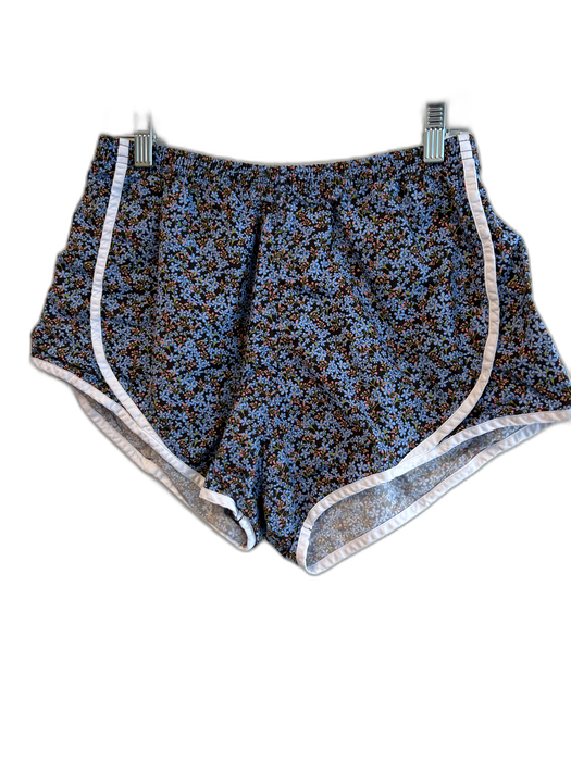 Ann Mashburn Size M Blue 100% Cotton Floral Elastic Waist Ringer Shorts Blue / M