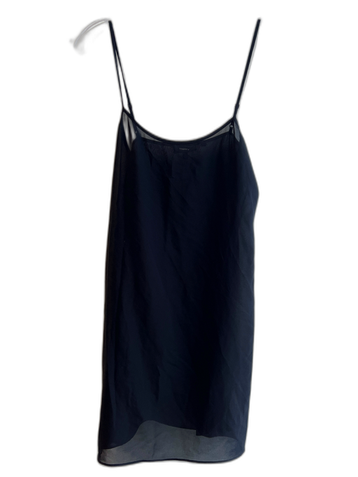 Theory Size 4 Black Silk & Metallic Semi Sheer Solid Slip Dress Black / 4