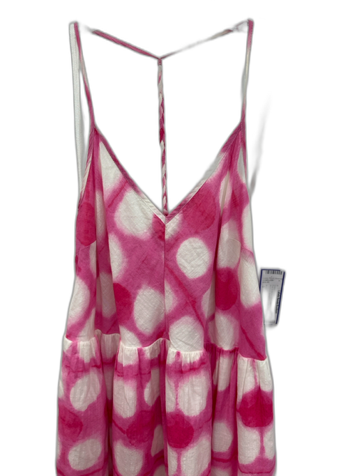 Maeve Size S Pink & White Cotton Blend Dye Detail Abstract Spaghetti Strap Dress Pink & White / S