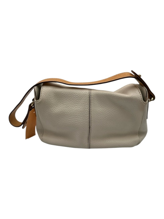 Kate Spade White & Brown Leather Toggle Clasp Shoulder Strap Pebbled Bag White & Brown / S