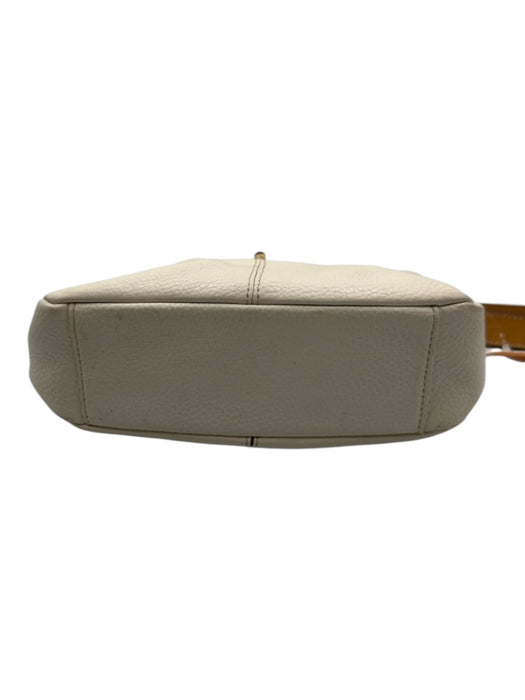 Kate Spade White & Brown Leather Toggle Clasp Shoulder Strap Pebbled Bag White & Brown / S