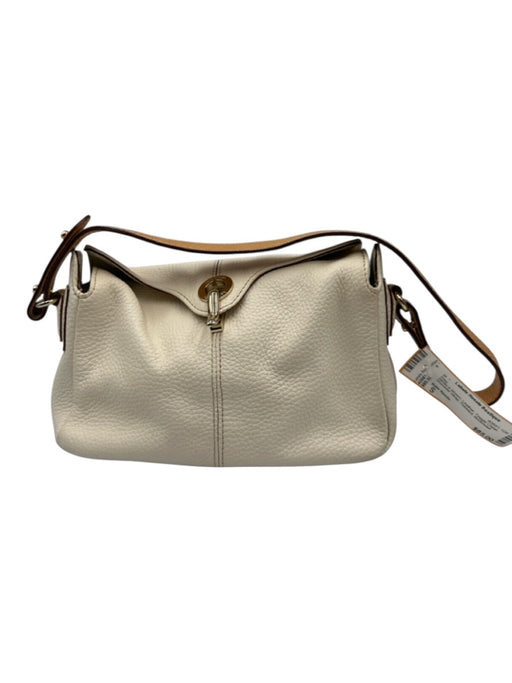 Kate Spade White & Brown Leather Toggle Clasp Shoulder Strap Pebbled Bag White & Brown / S