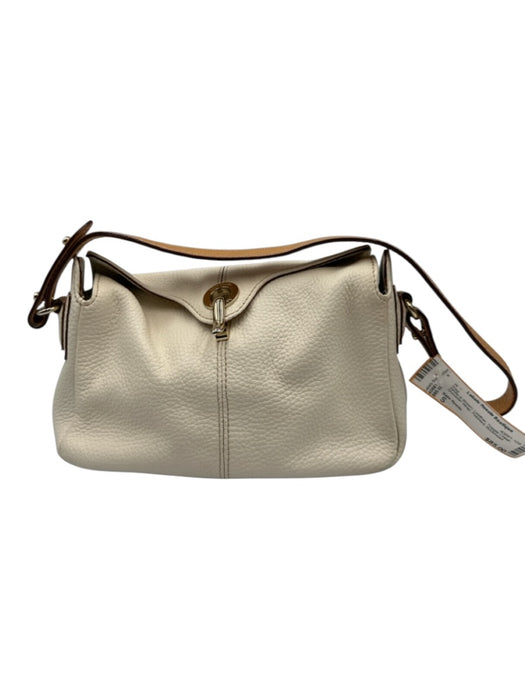 Kate Spade White & Brown Leather Toggle Clasp Shoulder Strap Pebbled Bag White & Brown / S