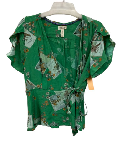Meadow Rue Size 10 Green & Multi Viscose Long Sleeve All Over Print Top Green & Multi / 10