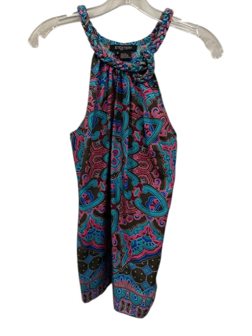 Etcetera Size 6 Brown, Blue, Pink Sleeveless Braided All Over Print Top Brown, Blue, Pink / 6