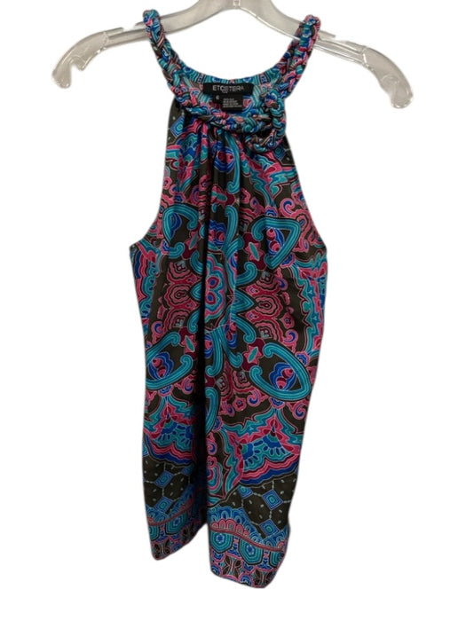 Etcetera Size 6 Brown, Blue, Pink Sleeveless Braided All Over Print Top Brown, Blue, Pink / 6