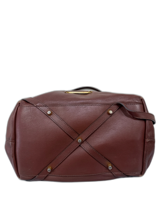 Burberry Brown Leather Gold hardware Buckle Detail Snap Clasp Tote Bag Brown / Medium