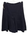 Chloe Size 38 Navy & Silver Wool Blend Back Zip Front Buttons Side Slits Skirt Navy & Silver / 38
