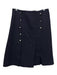 Chloe Size 38 Navy & Silver Wool Blend Back Zip Front Buttons Side Slits Skirt Navy & Silver / 38
