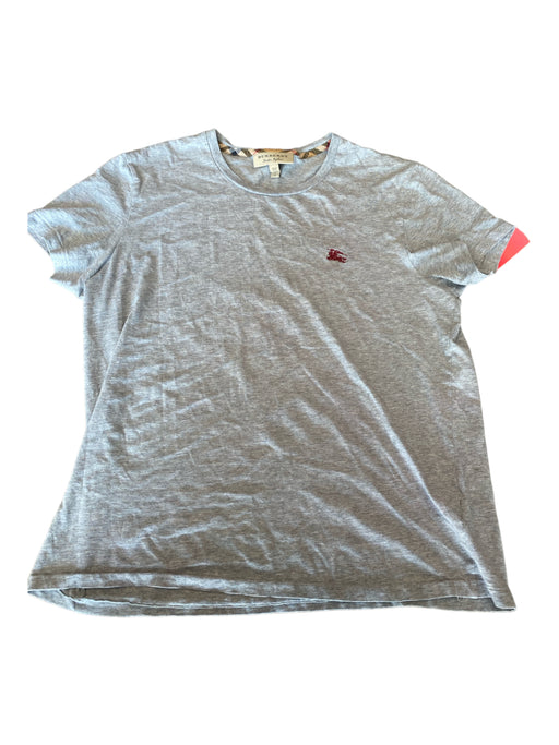 Burberry Size L Light Gray Cotton Solid T Shirt Men's Short Sleeve L