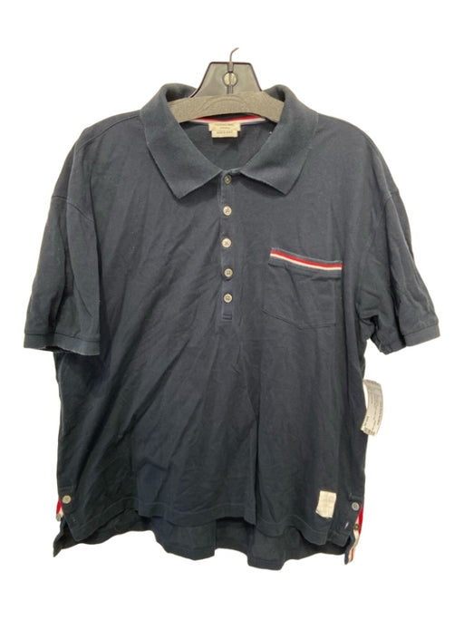 Thom Browne AS IS Size 2 Navy Cotton Solid Polo Men's Short Sleeve 2