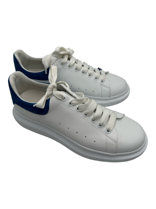 Alexander McQueen Shoe Size 45 White & Blue Leather Solid Sneaker Men's Shoes 45