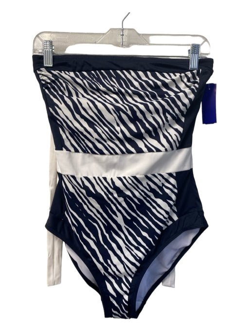 Boden Size 8 Navy & white Polyamid Halter One Piece Animal Print Patted Swimsuit Navy & white / 8