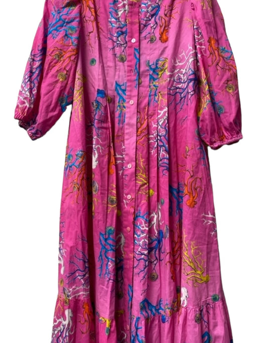 Cynthia Rowley Size XS Pink & Multi Cotton Button Up Maxi Coral Dress Pink & Multi / XS