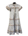 Celia B Size S White & Multi Cotton Short Sleeve Round Neck Eyelet Detail Dress White & Multi / S