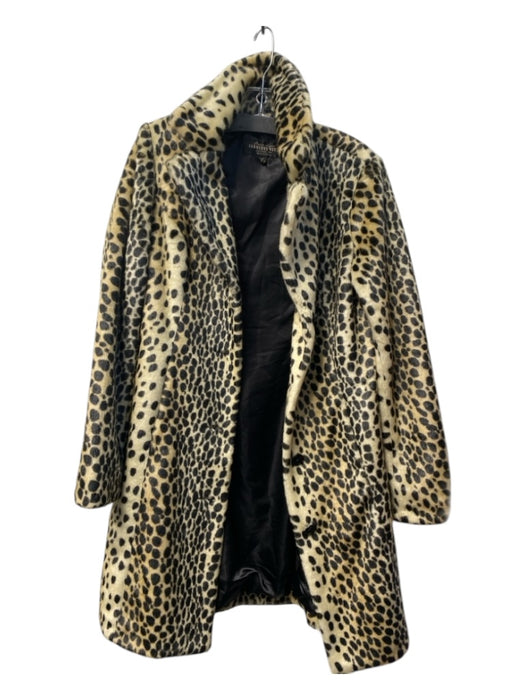 Fabulous Furs Size XS Black & Tan Acrylic Blend Animal Print Pockets Coat Black & Tan / XS