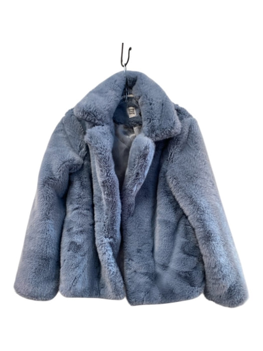 Some Days Lovin Size Small Light Blue Faux Fur Hook & Eye Collared Jacket Light Blue / Small