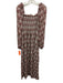 Hill House Size S Mint Green & Brown Viscose Long puff sleeve Midi Dress Mint Green & Brown / S