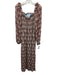 Hill House Size S Mint Green & Brown Viscose Long puff sleeve Midi Dress Mint Green & Brown / S