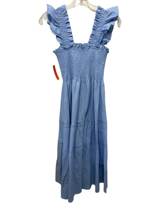 Hill House Size S Light Blue & Silver Cotton Blend Sleeveless Midi Dress Light Blue & Silver / S