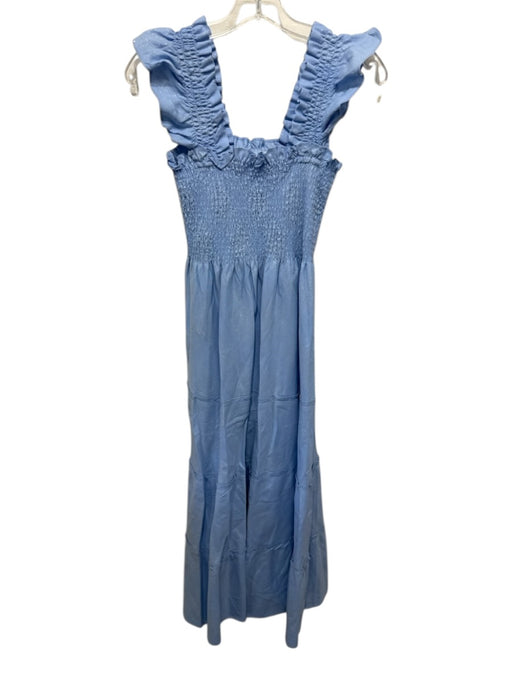 Hill House Size S Light Blue & Silver Cotton Blend Sleeveless Midi Dress Light Blue & Silver / S
