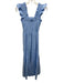 Hill House Size S Light Blue & Silver Cotton Blend Sleeveless Midi Dress Light Blue & Silver / S