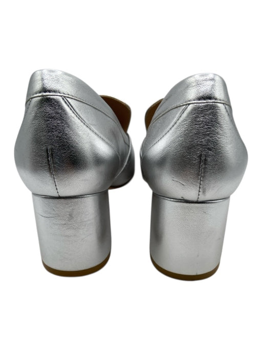 Stuart Weitzman Shoe Size 9 Silver Leather Metallic Buckle Detail Loafers Silver / 9