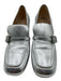 Stuart Weitzman Shoe Size 9 Silver Leather Metallic Buckle Detail Loafers Silver / 9