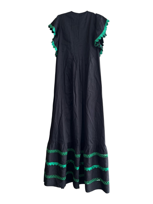 Cynthia Rowley Size XS Black Green No Fabric Tag Embroidered Design Maxi Dress Black Green / XS