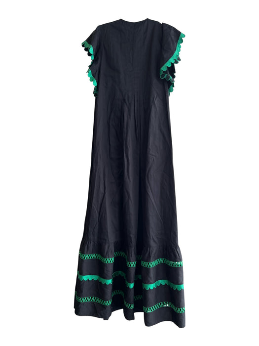 Cynthia Rowley Size XS Black Green No Fabric Tag Embroidered Design Maxi Dress Black Green / XS