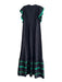 Cynthia Rowley Size XS Black Green No Fabric Tag Embroidered Design Maxi Dress Black Green / XS