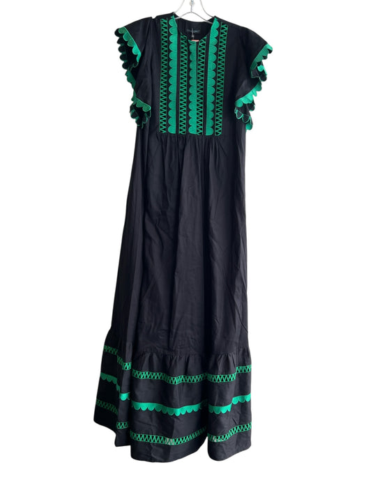 Cynthia Rowley Size XS Black Green No Fabric Tag Embroidered Design Maxi Dress Black Green / XS