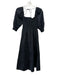 Hill House Size Small Black Cotton Short Puff Sleeve smocked Tiered Midi Dress Black / Small