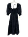 Hill House Size Small Black Cotton Short Puff Sleeve smocked Tiered Midi Dress Black / Small