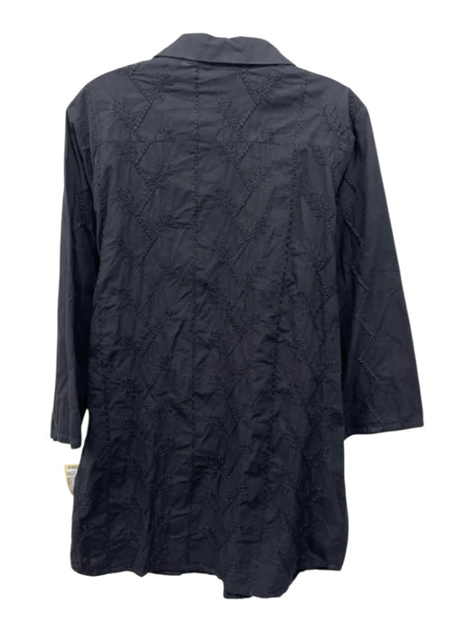 Julia Amory Size Medium Black Cotton Long Sleeve Embroidered Button Front Dress Black / Medium