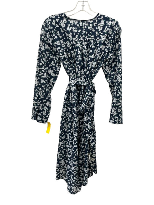 J Crew Size Small Navy, Green, White Cotton Long Sleeve Floral Midi Dress Navy, Green, White / Small