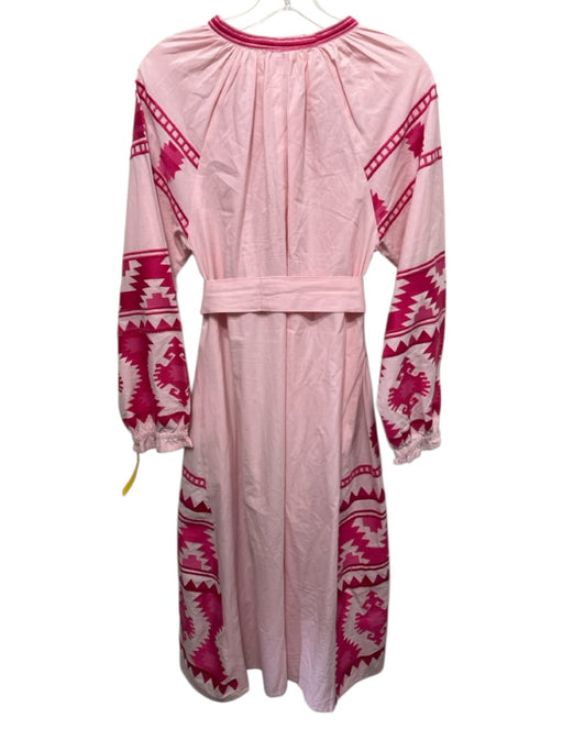 Julia Amory Size Medium Pink & Light Pink Cotton Long Sleeve Embroidered Dress Pink & Light Pink / Medium