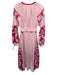 Julia Amory Size Medium Pink & Light Pink Cotton Long Sleeve Embroidered Dress Pink & Light Pink / Medium