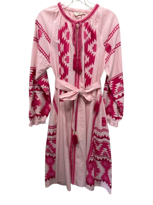 Julia Amory Size Medium Pink & Light Pink Cotton Long Sleeve Embroidered Dress Pink & Light Pink / Medium