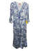 Le Sirenuse Size 42 Blue & White Cotton Long Bell Sleeve Drawing Pintucks Dress Blue & White / 42