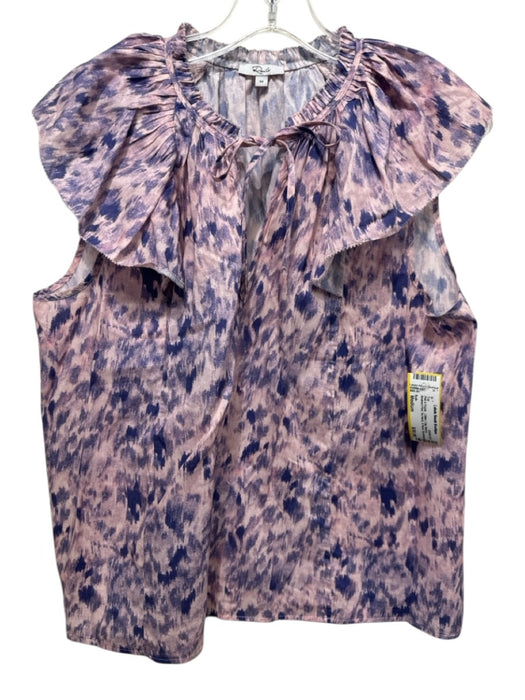 Rails Size Medium Pink & Purple Cotton Cap Sleeve Abstract Print Tie Neck Top Pink & Purple / Medium