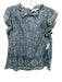 Sea New York Size Small Blue, Green, Brown Cotton Ruffle Cap Sleeve Floral Top Blue, Green, Brown / Small