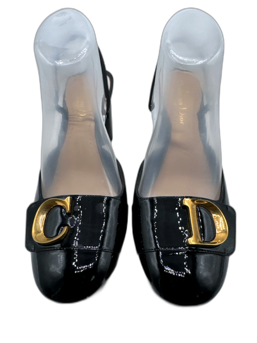 Christian Dior Shoe Size 39.5 Black & Gold Patent Leather Round Toe Pumps Black & Gold / 39.5