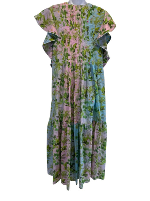 Cynthia Rowley Size S Blue, Purple & Green Cotton Botanical Print Gradient Dress Blue, Purple & Green / S