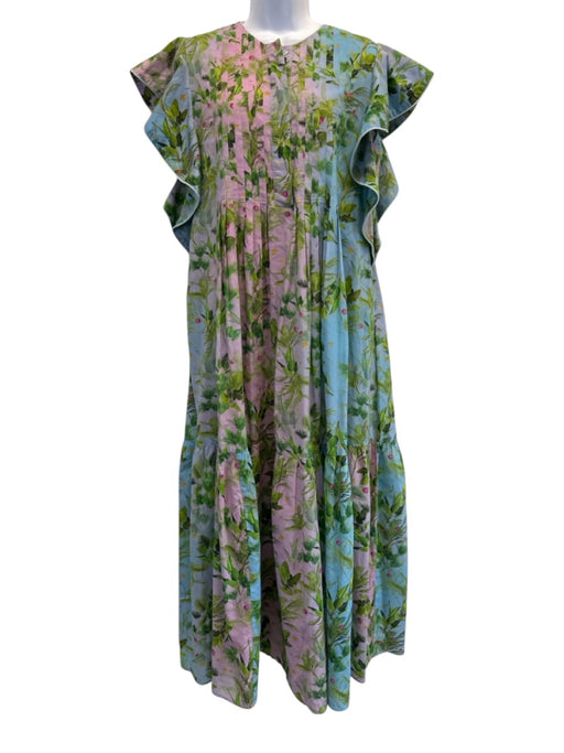 Cynthia Rowley Size S Blue, Purple & Green Cotton Botanical Print Gradient Dress Blue, Purple & Green / S